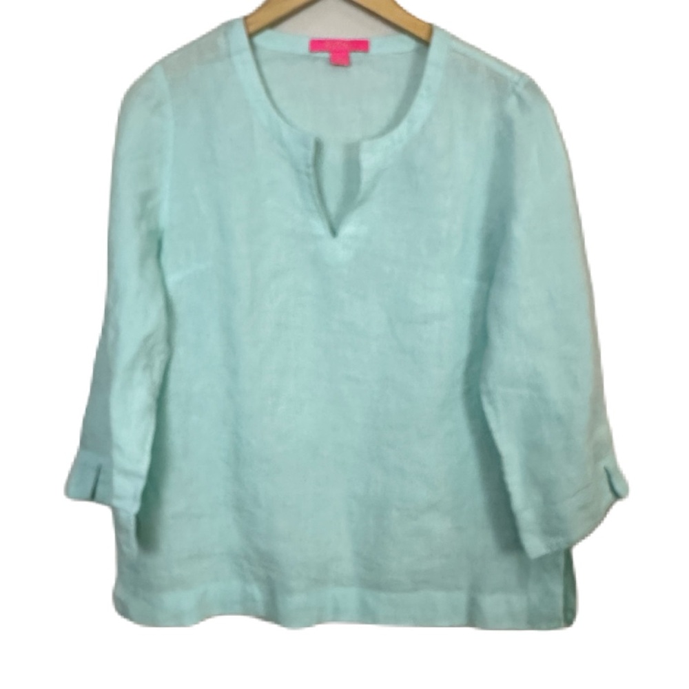Lilly Pulitzer‎ Linen Sea Green Blouse Top Women’s Medium